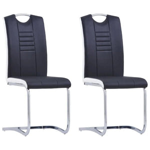 Lot de 2 chaises de salle à manger cantilever en similicuir noir