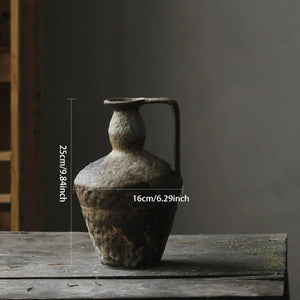 Vase en céramique rustique beige de taille 25 cm