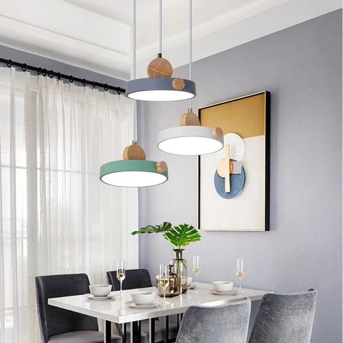 Suspension ACELIN bois et métal coloré – design scandinave