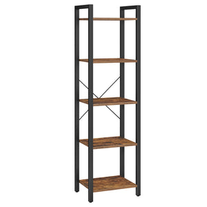 Étagère Loftia – Bibliothèque métal & bois 5 niveaux, 30 x 40 x 153 cm, Style Industriel - bibliothèque
