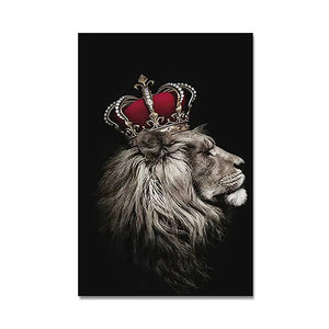 Toile noir et blanc - Lion couronné BB'art meuble & déco