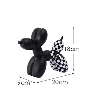 Figurine chien ballon en résine Damier