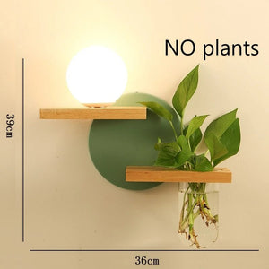 Applique Murale BOTANICA - Luminaire et Étagère Design Naturel - applique murale Vert / Gauche