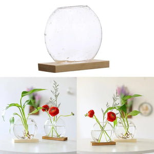 Vase en verre Minimaliste sur socle Minimaliste rond
