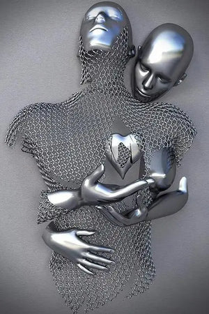 Toile Peinture "Statue en métal" : aux Effets Visuels Exceptionnels - modèle 3 argent BB'art meuble & déco