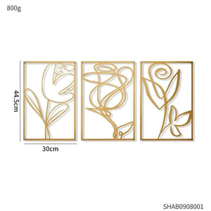 3pcs Nordic Home Wall Decor Metal Gold Wall Stickers Luxury Wall Hanging Decor Room Accessories Decorative Modern Wall Ledge - BB'art meuble & déco