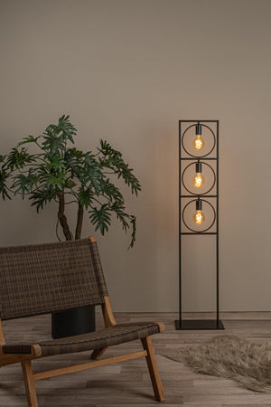 Lampadaire métal noir design contemporain Lucide