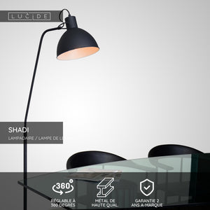 Lampadaire arc design noir Lucide