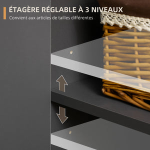 Buffet bas meuble de rangement sur pieds style scandinave 2 portes 3 tiroirs 120 x 40 x 80 cm gris anthracite