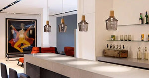 Suspension moderne verre et bois CONCEPTUM by BB'art