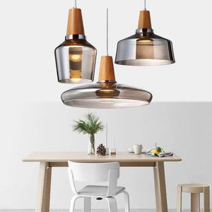 Suspension moderne verre et bois CONCEPTUM by BB'art