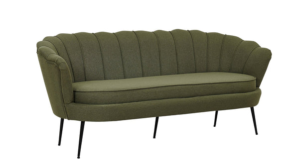 Canapé CALAIS 3 places – Tissu vert, pieds acier, 180 cm