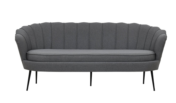 Canapé CALAIS 3 places – Tissu gris, pieds acier, 180 cm