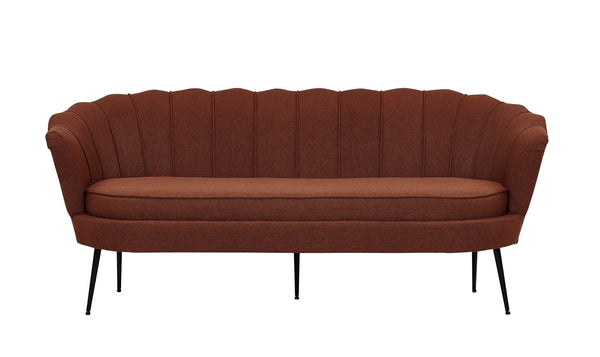 Canapé CALAIS 3 places – Tissu rouge, pieds acier, 180 cm