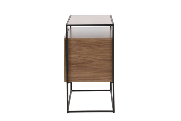Buffet KINGSPORT 120 cm – Aspect noyer & structure acier noir