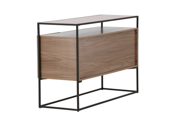 Buffet KINGSPORT 120 cm – Aspect noyer & structure acier noir