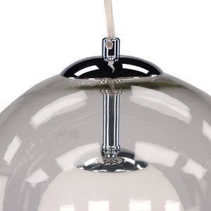 Luminaire en verre et monture argentée sous un autre angle