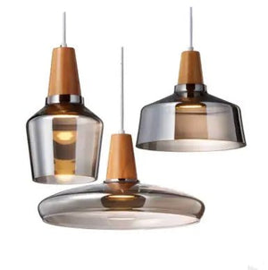 Suspension moderne verre et bois CONCEPTUM by BB'art
