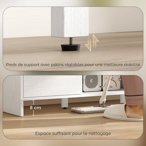 Meuble TV meuble télé pour téléviseur jusqu'à 55 pouces 2 portes 2 compartiments étagère réglable 110x35x45cm blanc