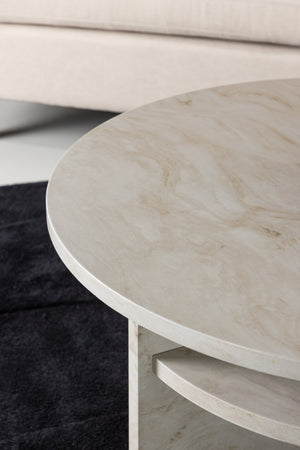 Table basse ronde Ålesund 85 cm dans une pièce de vie