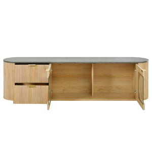 Meuble TV Vitrines 3D Compartimenté — MDF Gris - Meubles TV