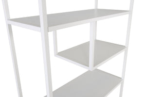 Bibliothèque métallique blanche présentée sous un nouvel angle