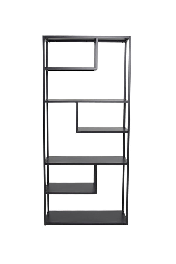 Bibliothèque STAAL 190 cm – Acier thermolaqué noir, 6 tablettes