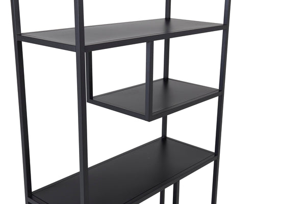Bibliothèque STAAL 190 cm – Acier thermolaqué noir, 6 tablettes
