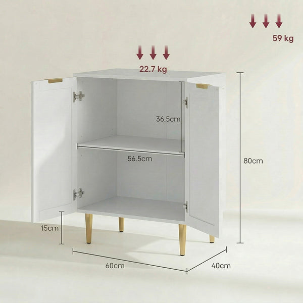 Buffet LINO 60 cm – Blanc, 2 portes & pieds métal surélevés