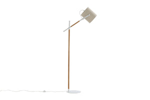 Lampadaire Dennis Bois Blanc - Abat - jour Lin - Lampadaire