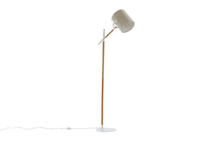 Lampadaire Dennis Bois Blanc - Abat - jour Lin - Lampadaire