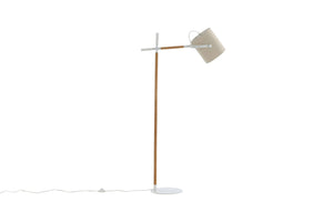 Lampadaire Dennis Bois Blanc - Abat - jour Lin - Lampadaire