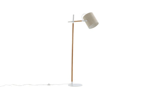 Lampadaire Dennis Bois Blanc - Abat - jour Lin - Lampadaire