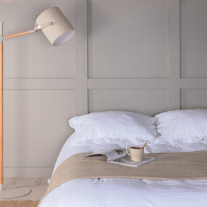 Lampadaire Dennis bois beige et lin naturel - 