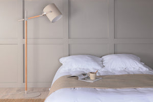 Lampadaire Dennis bois beige et lin naturel - 