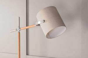 Lampadaire Dennis bois beige et lin naturel - 