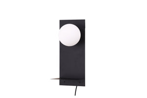 Applique Troyes noire avec verre blanc - applique murale