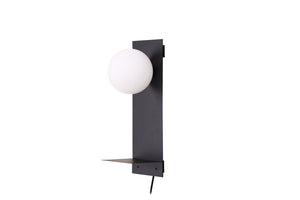 Applique Troyes noire avec verre blanc - applique murale