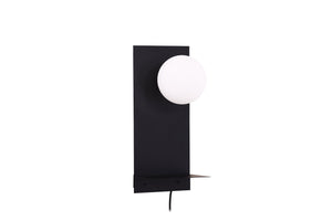 Applique Troyes noire avec verre blanc - applique murale
