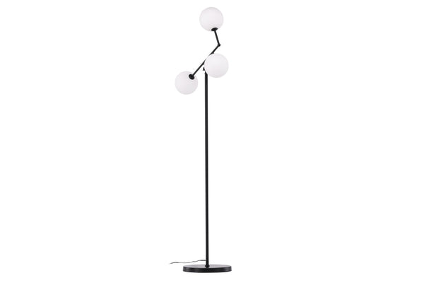 Lampadaire Marsan – 3 globes verre blanc design nordique
