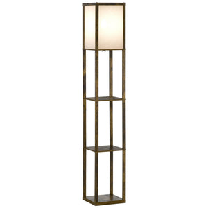 Lampadaire à étagères en finition blanc et marron