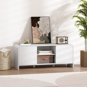 Meuble TV meuble télé pour téléviseur jusqu'à 55 pouces 2 portes 2 compartiments étagère réglable 110x35x45cm blanc