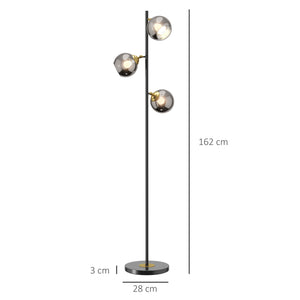 Luminaire à trois boules chromées vu sous un autre angle