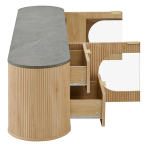 Meuble TV Vitrines 3D Compartimenté — MDF Gris - Meubles TV