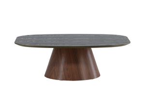 Table basse LANZO vert profond, vue de dessus