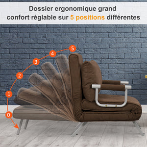 Fauteuil chauffeuse convertible 1 place, lit d'appoint - Fauteuil