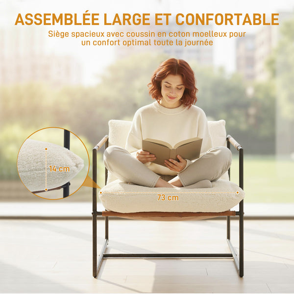 Fauteuil d'appoint rembourré, assise confort salon