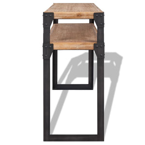console Bois d'acacia massif avec pied en acier