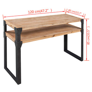 console Bois d'acacia massif effet brossé dimensions: 120 x 40 x 85 cm