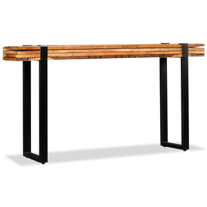 console Bois de récupération massif réglable avec pieds en u en fonte